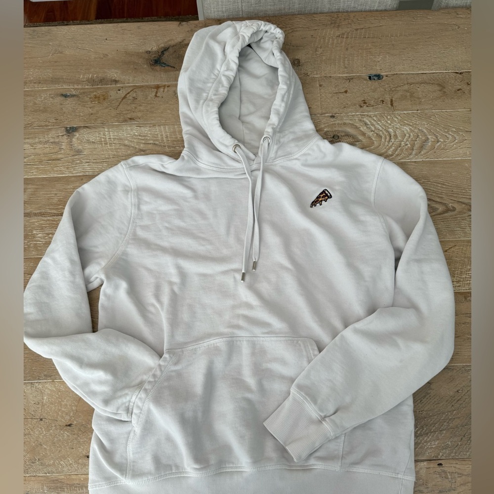 Forever 21 Pizza Slice White Hoodie Sweatshirt Size Large